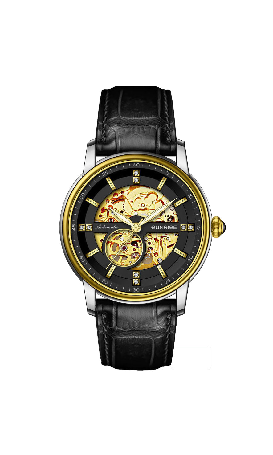 ساعت مچی مردانه اتوماتیک قاب گرد بند چرم