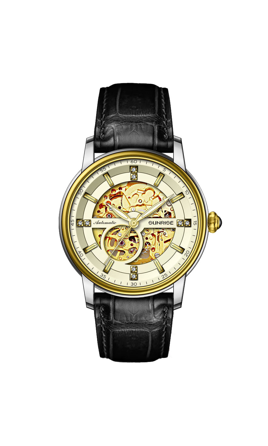 ساعت مچی مردانه اتوماتیک قاب گرد بند چرم